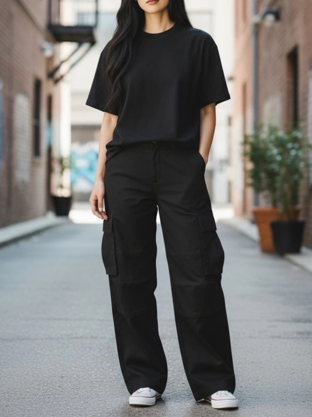 Khy Women’s Pants Black Utility Cargo Pants Multi-Pocket New size XL